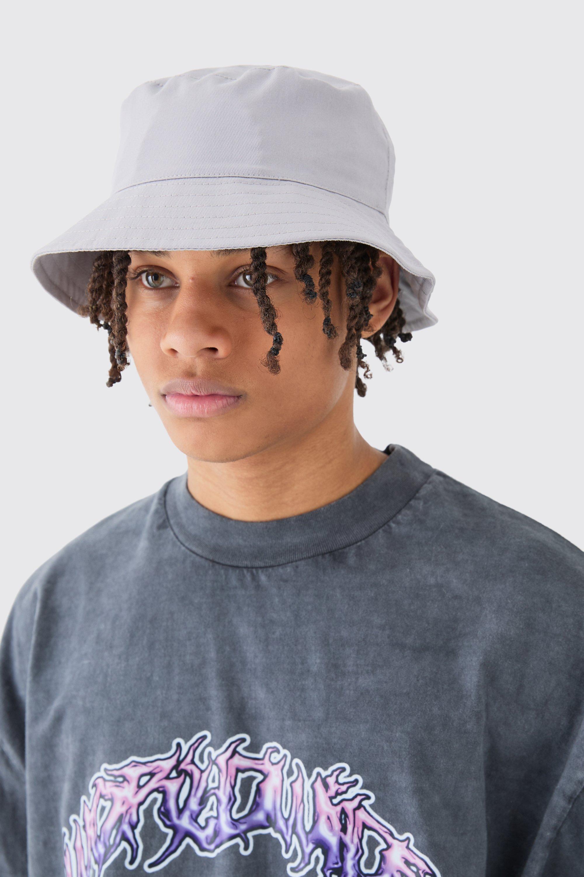 Mens Basic Bucket Hat In Light Grey, Grey